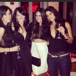 Black long sleeve crop top with mesh center